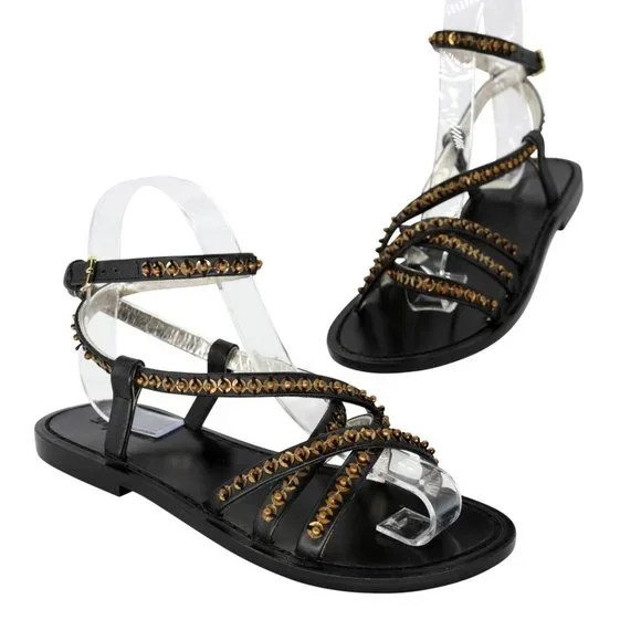 DSquared studded sandals Dsquared2 Studded Cowhide Sandals In Black - 35% Off  main image 3